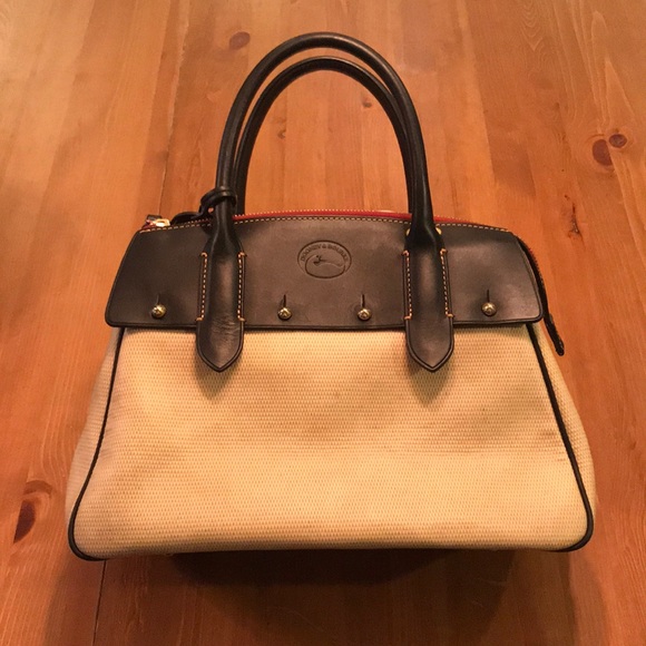 Dooney & Bourke Handbags - EUC Dooney and Bourke, Large Panama Wilson Satchel Bag Purse Black and Cream